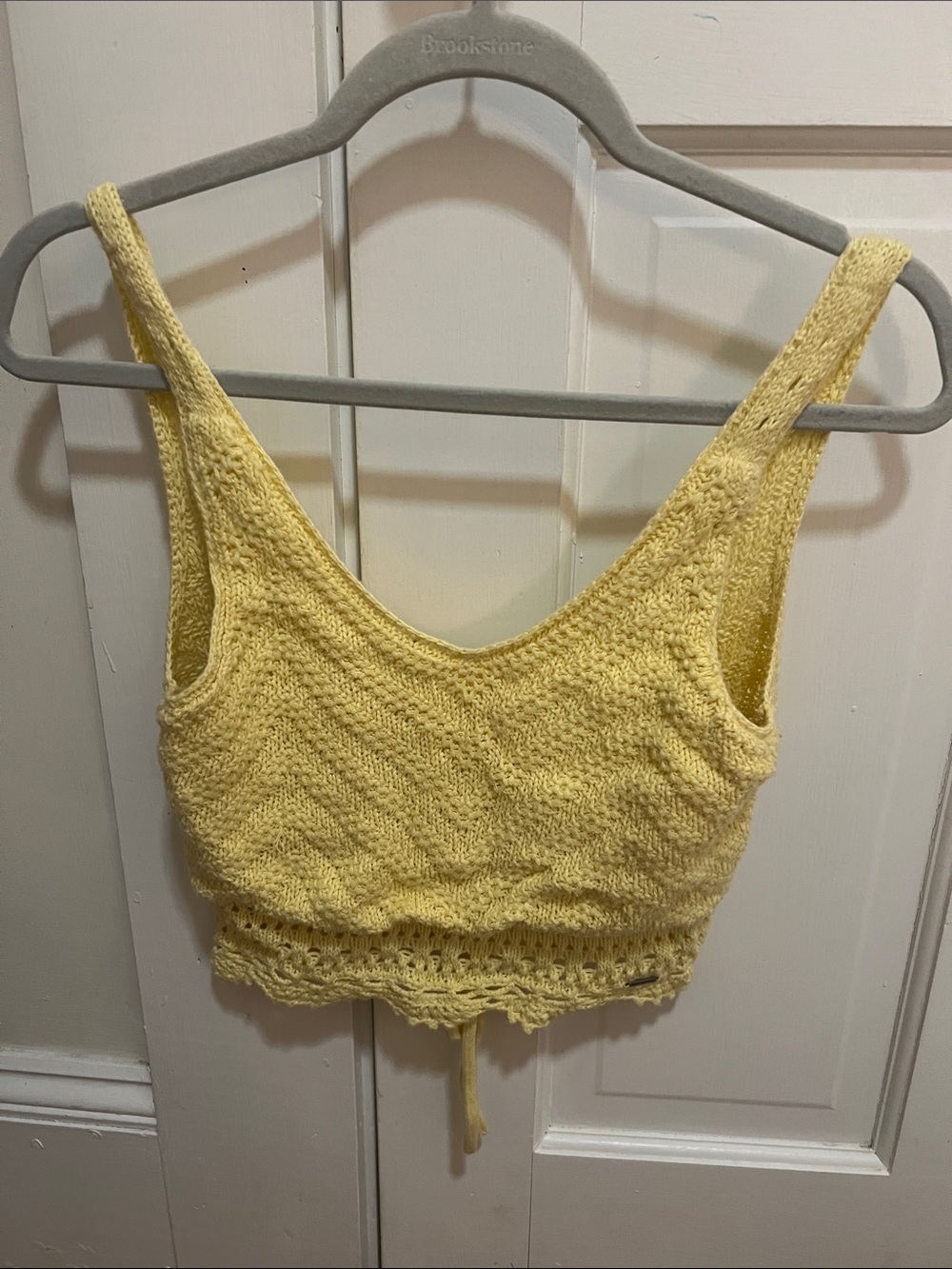 Soft Yellow Cropped Knit Tank